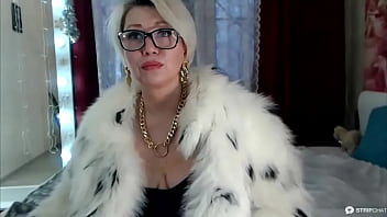 Gorgeous Russian smokes in a fur coat and dominates))
